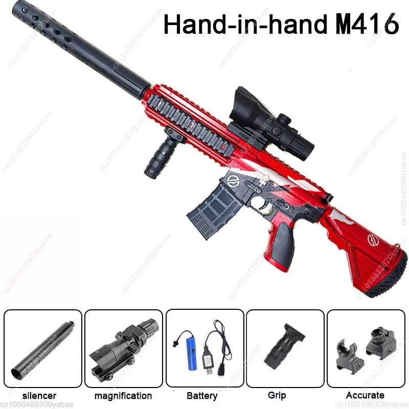Electric M416 Toy Gun Automatic Gel Bullet Blaster Children Toys Outdoor Game AirSoft Sniper Rifle Splatter Gun Weapon For Boy