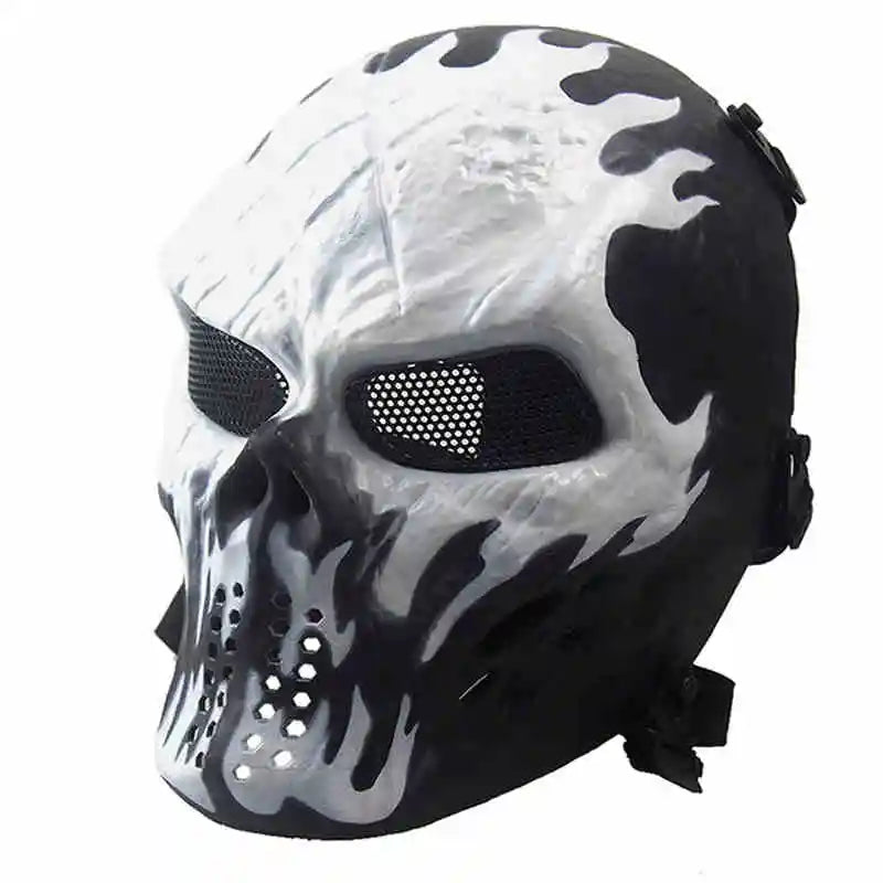 AQzxdc Airsoft Mask, Skull Full Face Mask for Halloween Airsoft CS Game Cosplay and Masquerade