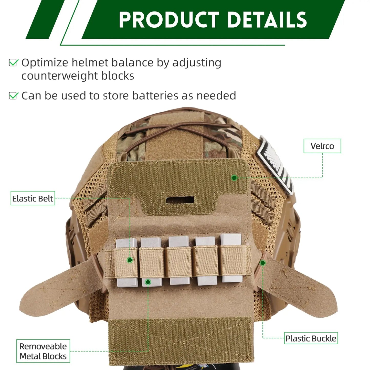 AQzxdcAdjustable Tactical Helmet Set with Counterweight Pouch & Cover for Airsoft, Cosplay, Military Gear Paintball War Game