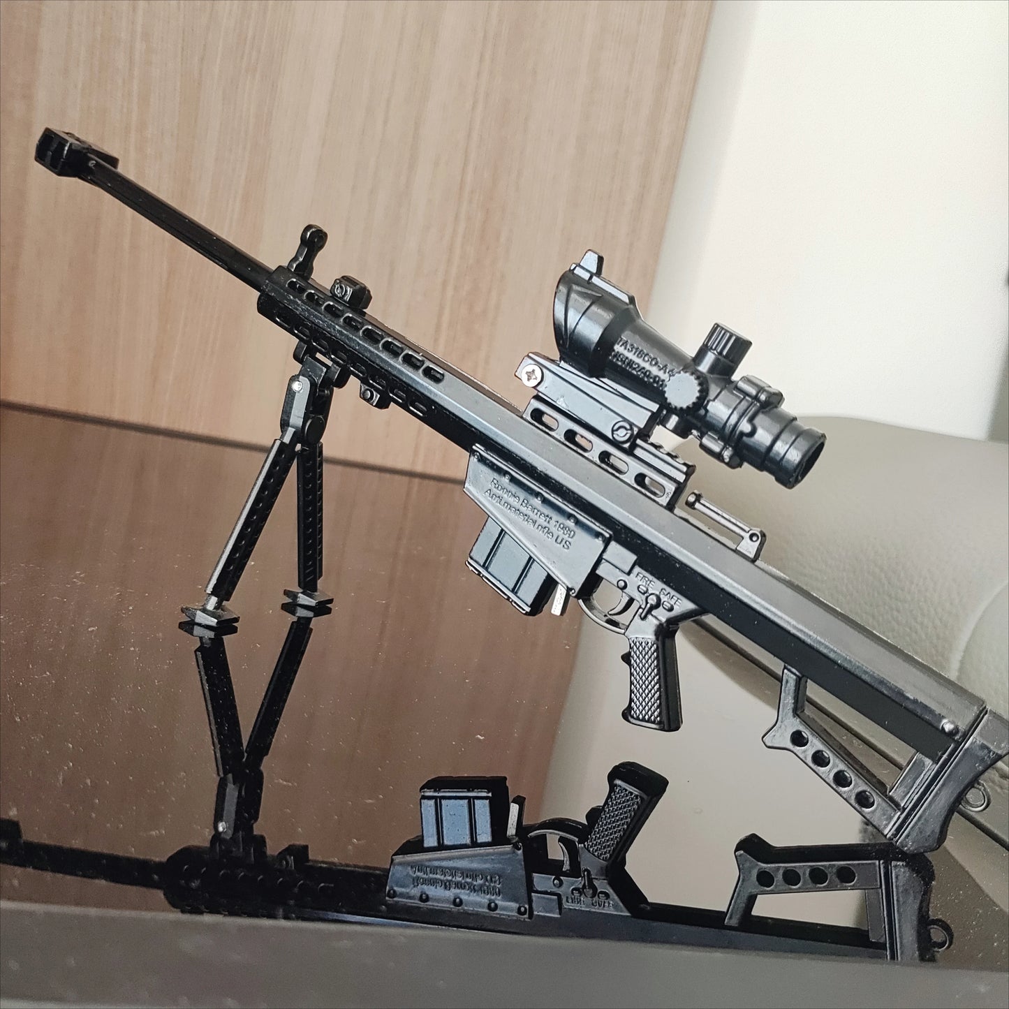 Alloy Mini 30CM AK47 Pistol 24cm Barrett Rifle Model PUBG Jedi Toy Gun Fidget Toy Desktop Ornament for Boy Adults Chrismas Gift
