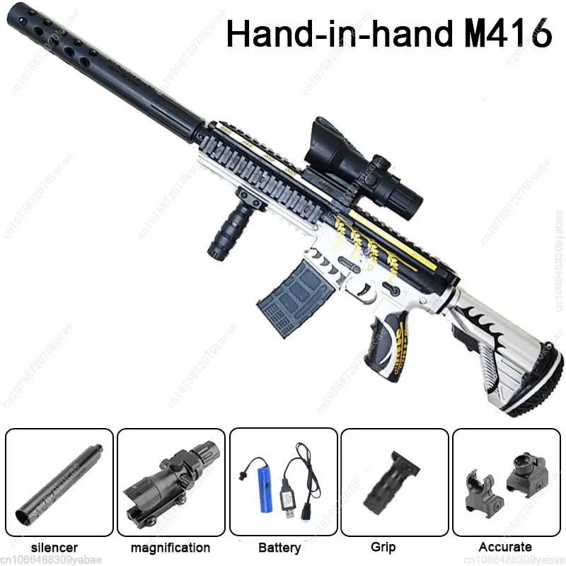 Electric M416 Toy Gun Automatic Gel Bullet Blaster Children Toys Outdoor Game AirSoft Sniper Rifle Splatter Gun Weapon For Boy