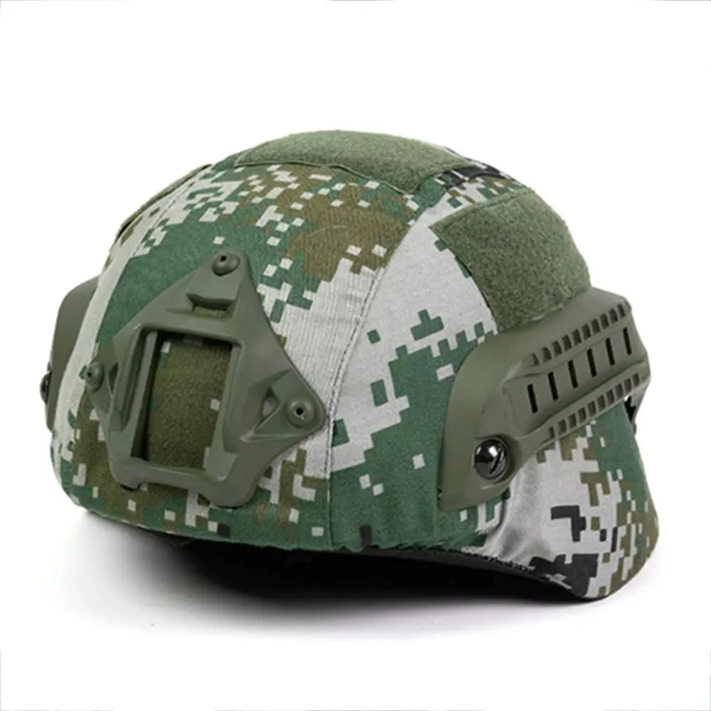 AQzxdc Combination of Tactical Fast Helmet MICH-2000 and Special Camouflage Cover, Paintball Hunting Helmet