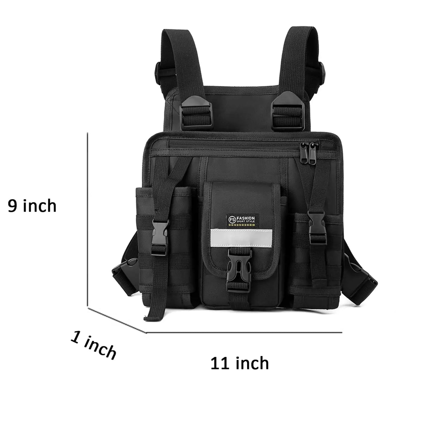 AQzxdc Outdoor Radio Chest Harness Chest Front Pack Pouch Holster Vest Rig for Two Way Radio Walkie Talkie
