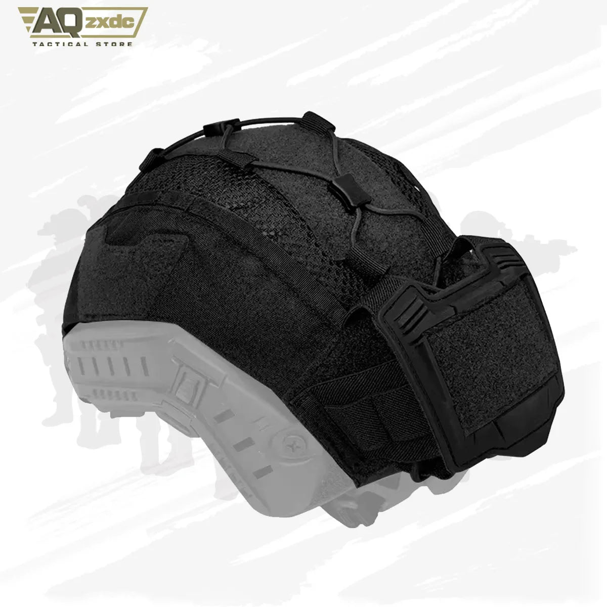 AQzxdc Tactical Ultra-High Cut Gen2 SF Helmet Cover Camo Helmet Cloth W/ Pouch with NVG Battery Pouch Hunting Hybrid Mesh Cover