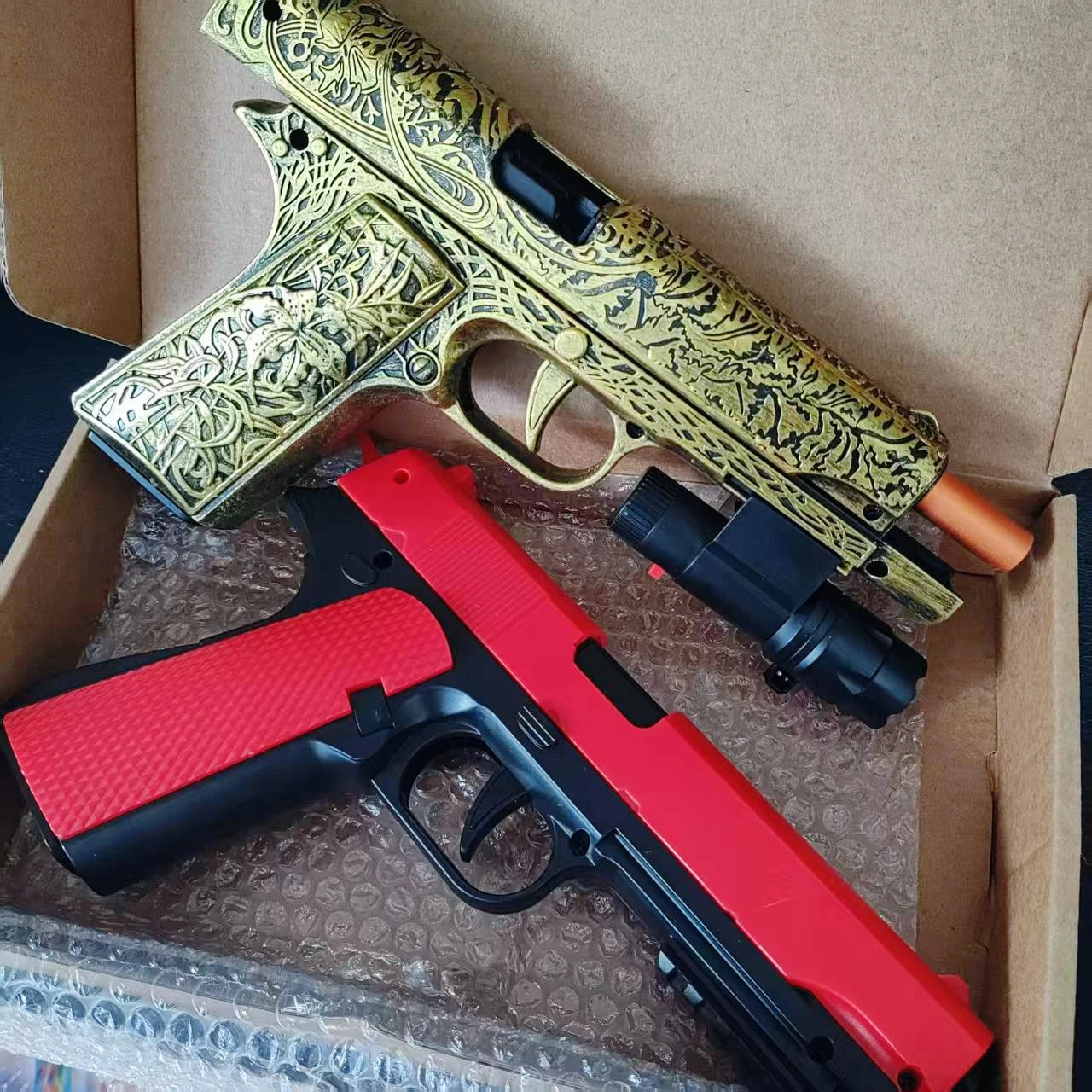 M1911 Shell Throwing Pistol Continuous Firing Airsoft Blowback Empty Hanging Toy Gun Outdoor CS Weapon for Boys Adult