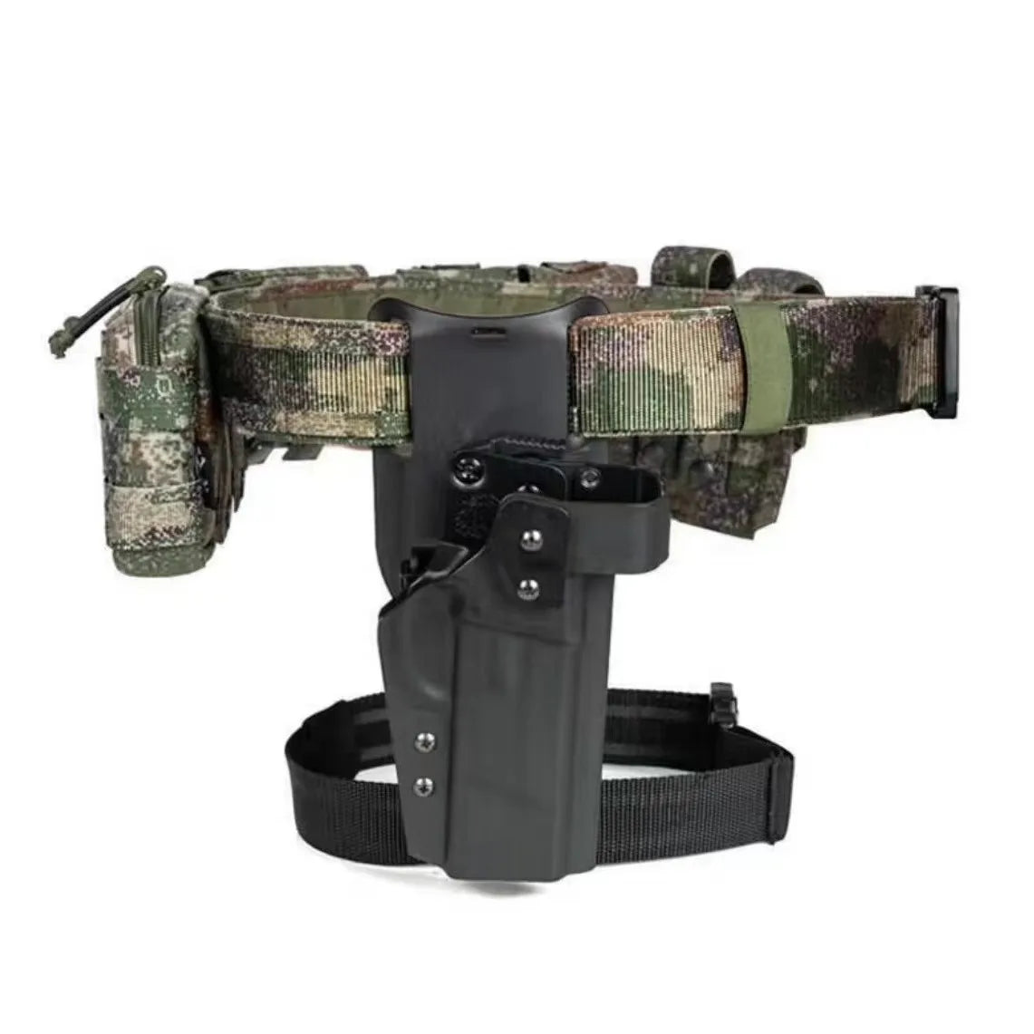 Military Camouflage Belt Set With Double Mag Bag & Folding Storage Bag & Sundries Bag & Double Grenade Bag & Quick Draw Holster