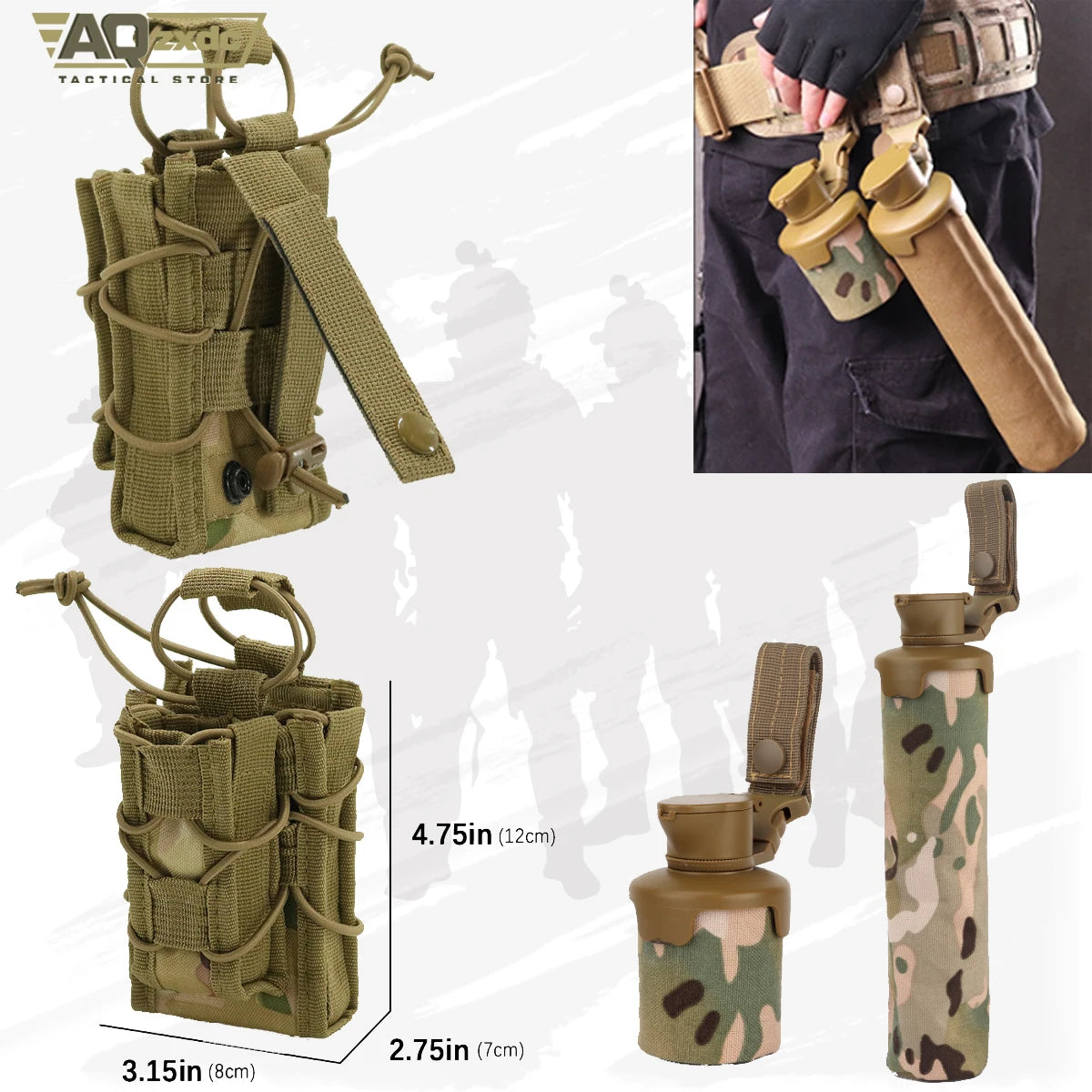 AQ Wargame Beginner Belt Set with Glock Holster, 5.56, 9mm Mag Bag & Folding Sundries Bag & BB Bullet Storage Bag & Medical Bag