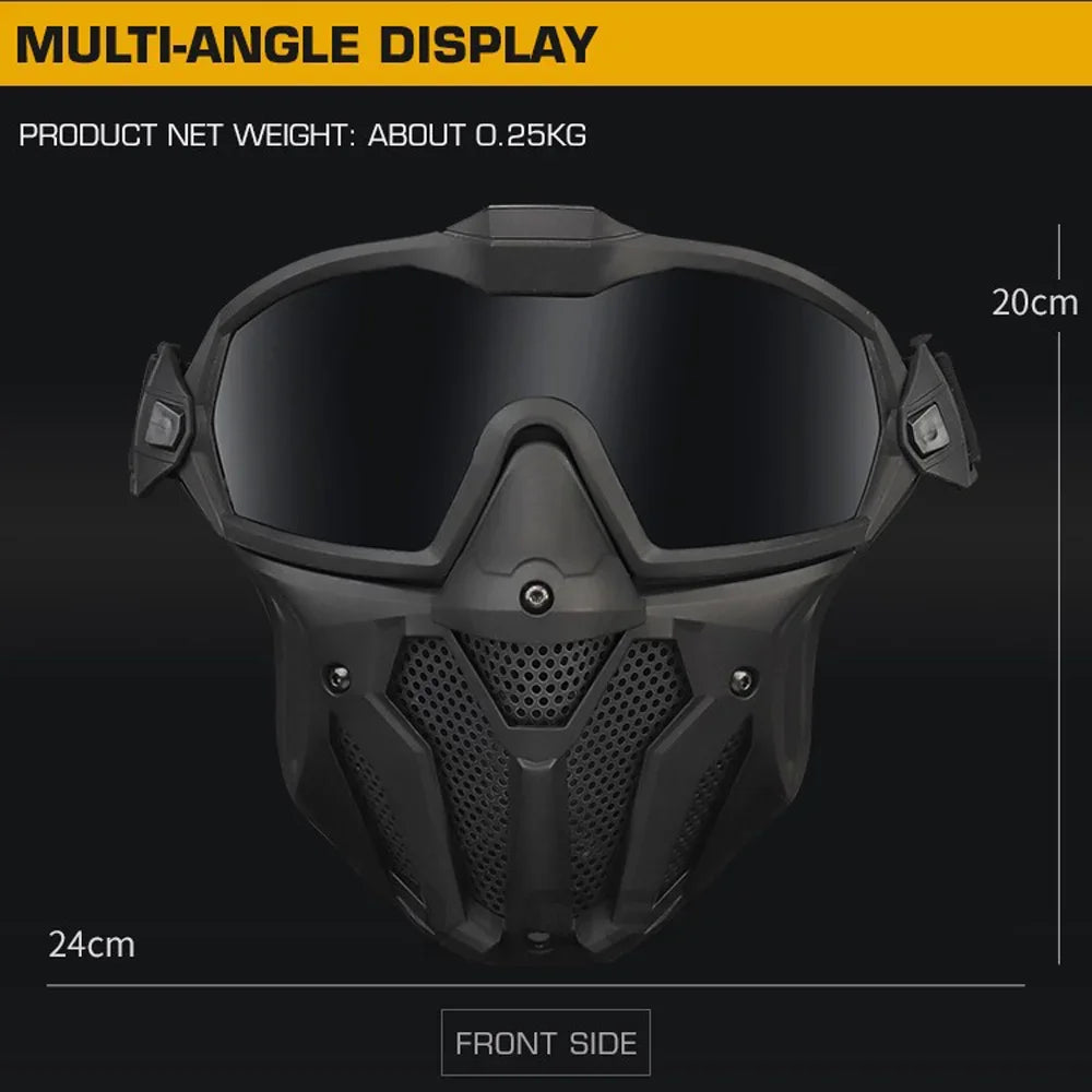 AQzxdc Tactical Airsoft Paintball Face Mask With Fan Breathable Anti-fog Full Face Mask Hunting Shooting Militar Protective Mask