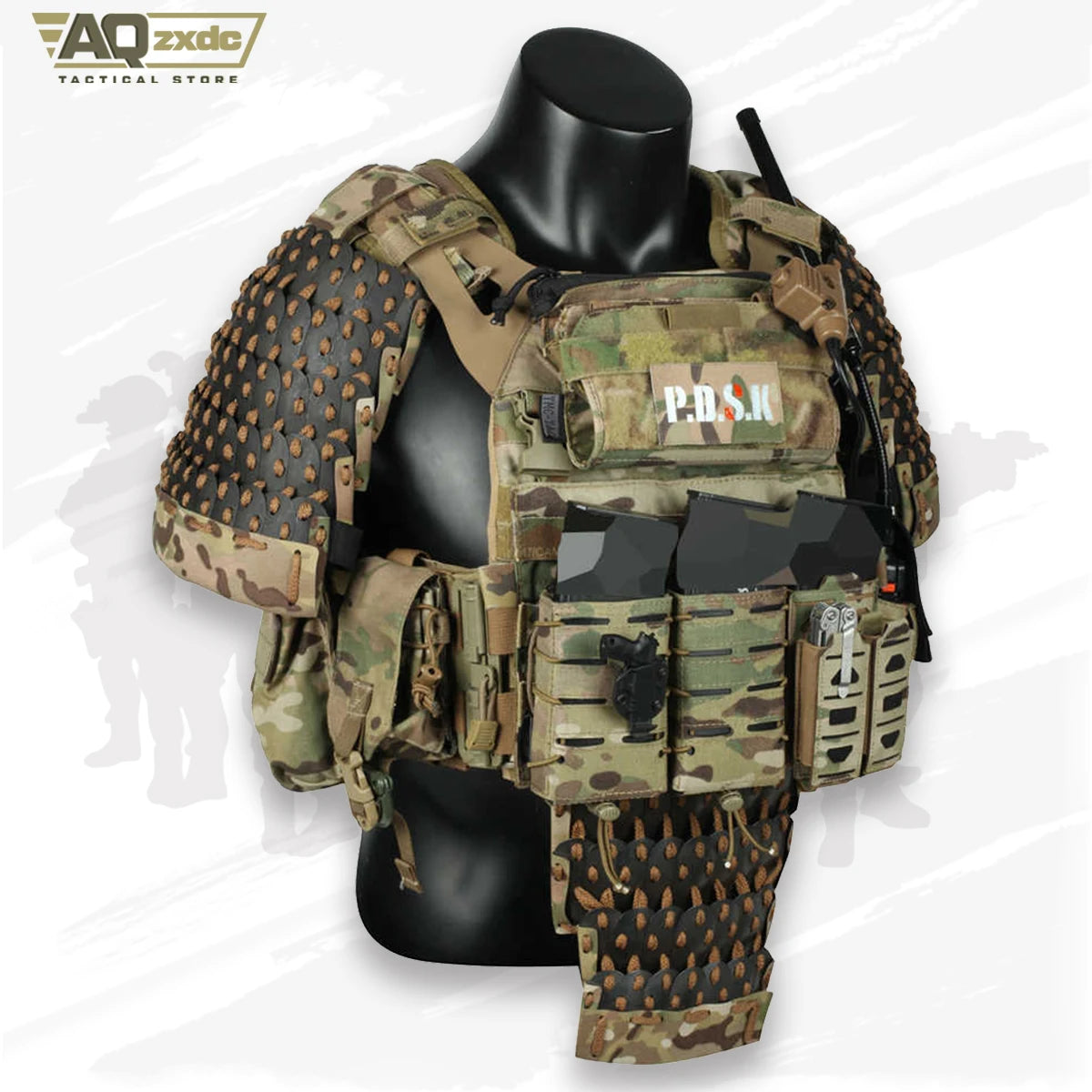 6 in 1 Tactical Gear Shoulder Armor And Crotch Protection+Skirts Wai Tactical Vest Universal Chinese Style Shoulder Armor