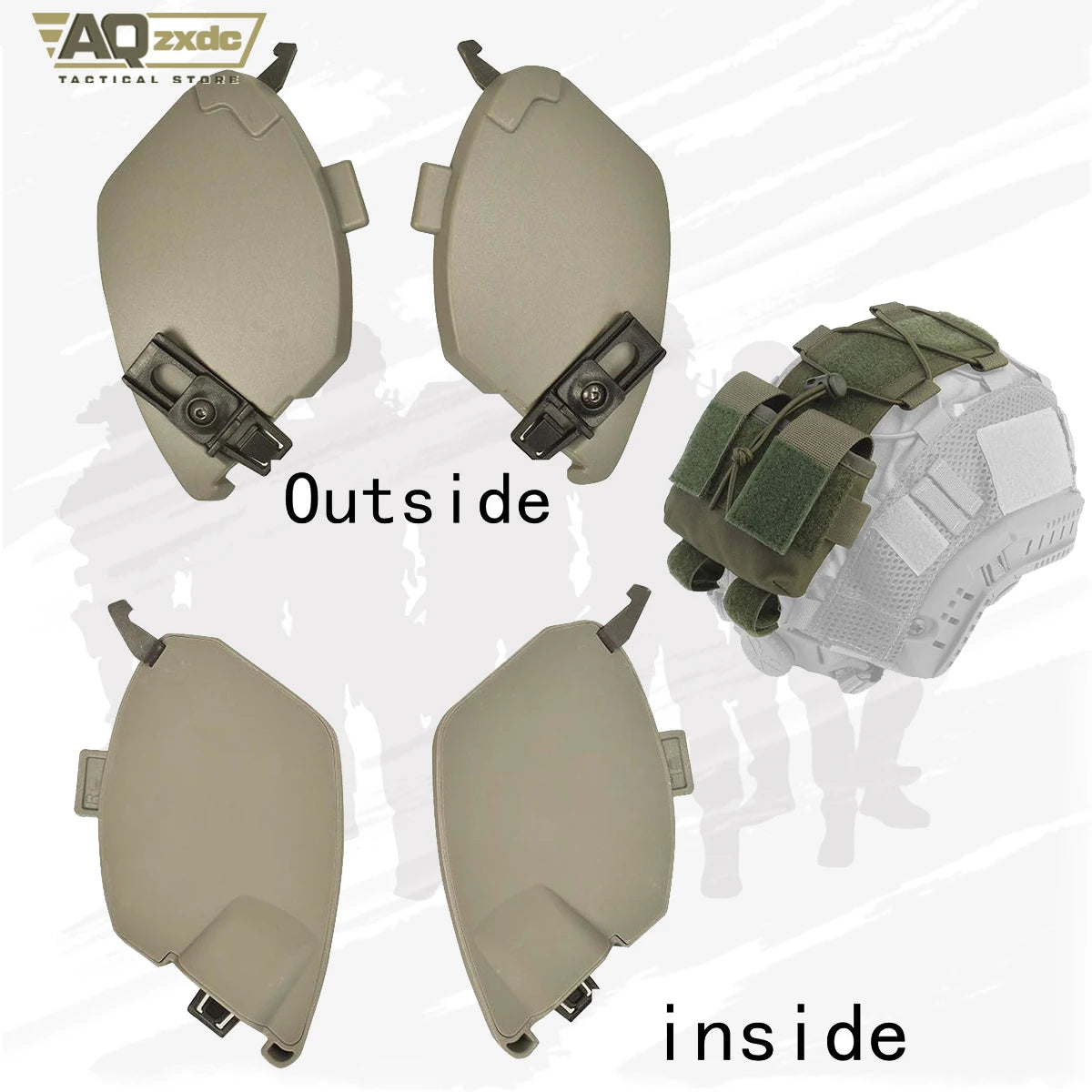 Airsoft Helmet Set with Rail 3.0 Adjustable Chin Strap/Protective Ear Side Cover/Night Vision Mount and Helmet Battery Pouch