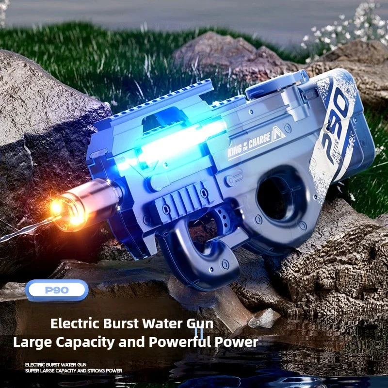 P90 AUG Continuous Firing Electric Water Gun Light Flashing Pistol Summer Outdoor Pool Spray Water Fights Gun for Adults Kids
