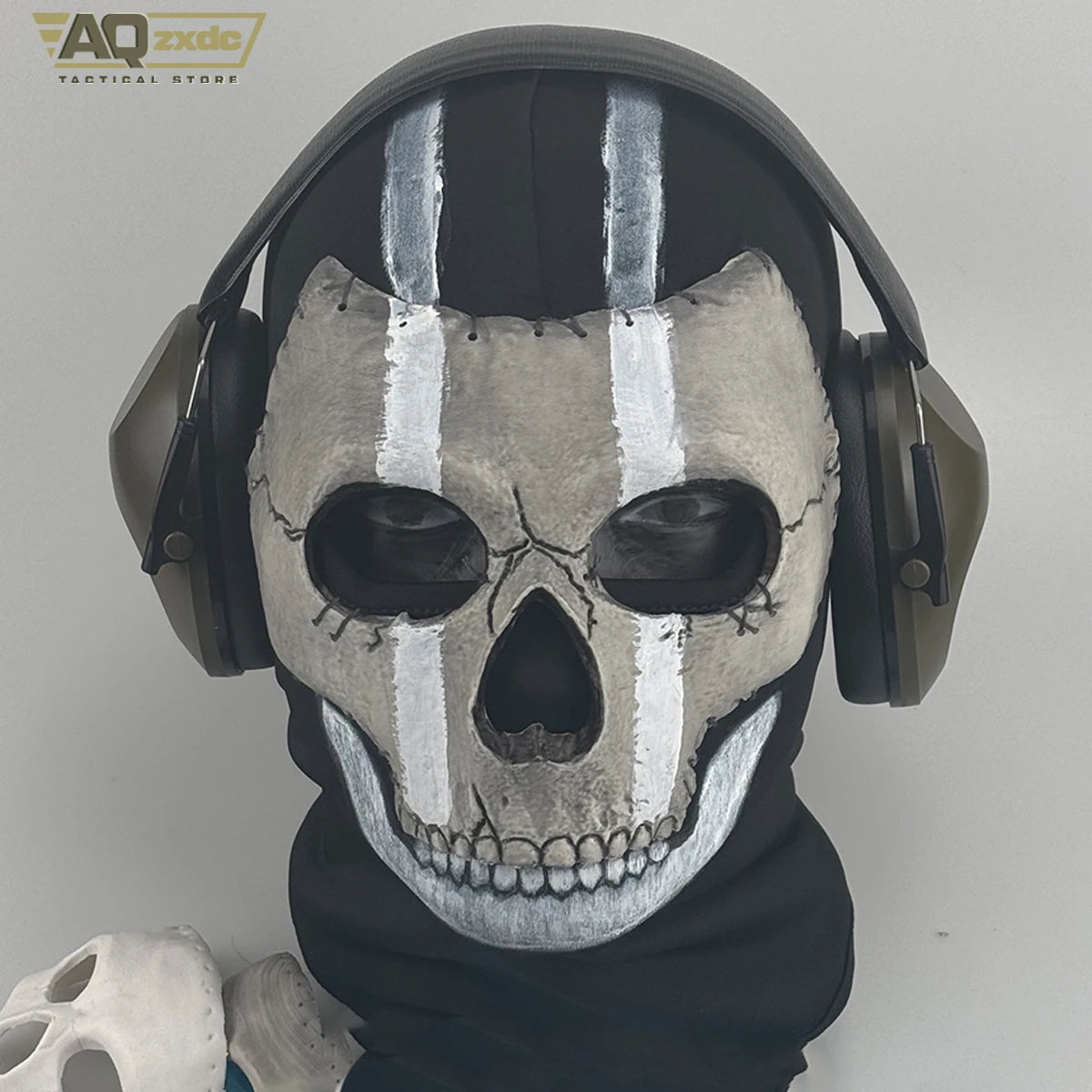 AQzxdc Call of Duty 16 Scary Mask, Classic Skeleton Ghost Chin Mask Ghost Scary Headgear for COD Warzone Cosplay Airsoft Mask