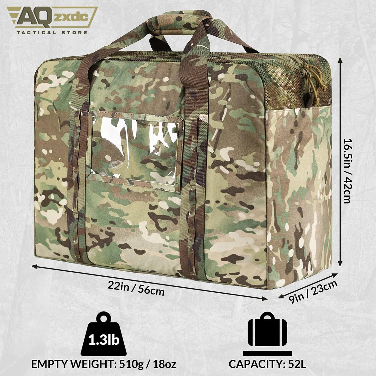 Airsoft Gear Duffle Bag 52L Heavy Duty Extra Large Duffle Bag PTG Backpack Outdoor Camping Large Storage Bag Tactical Travel Bag