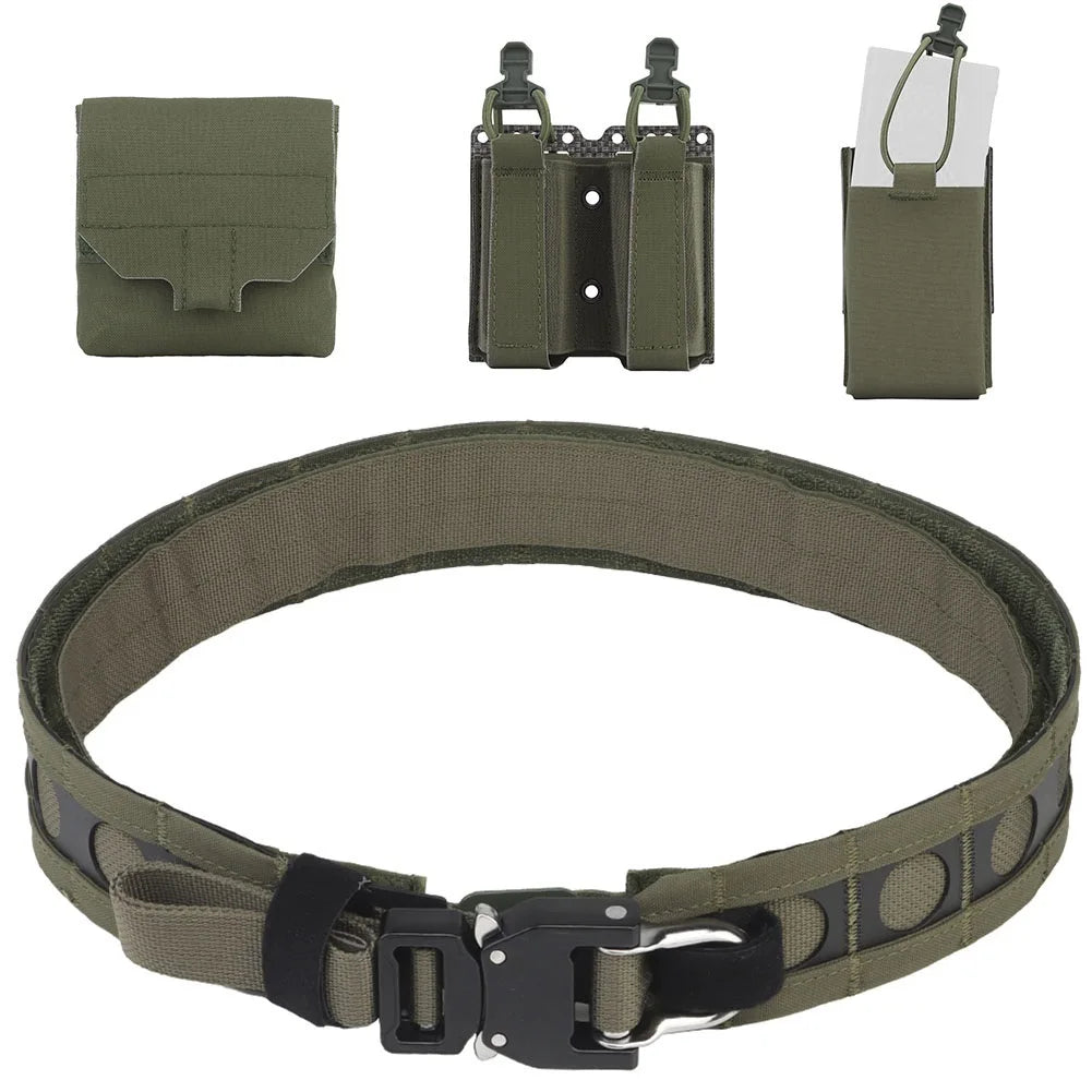 Tactical Belt Set with GP Pouch & 5.56/9mm Pouch, Multicam Adjustable Hunting Belt Set for Airsoft Paintbal