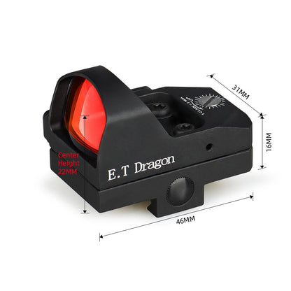E.T Dragon Tactical Red Dot Scope 2 MOA Red Dot Sight 20mm Waterproof Shockproof for Real Hunting gs2-0131