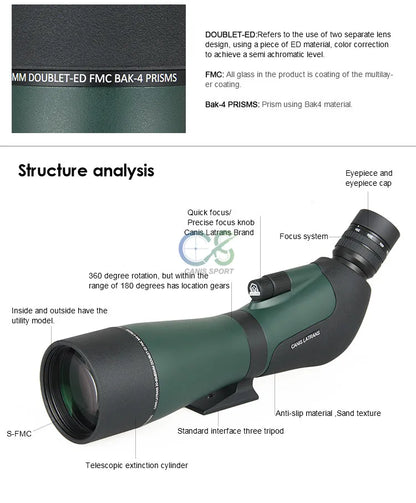 E.T Dragon New Arrival Tactical SP9 20-60X85 ED Glass Spotting Scope Green Color For Outdoor Hunting Shooting gs26-0015