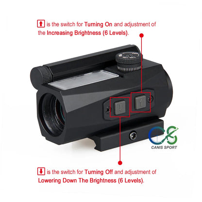 Canis Latrans 1x20 Solar Red Sight 2MOA Reddot Rifle Scope Magnification 1X Black  Aluminum Alloy for Outdoor Hunting gs2-0104