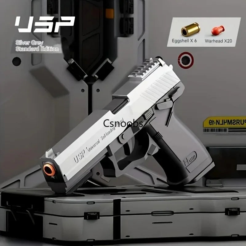 USP Throwing Shell Toy Gun Soft Bullet Airsoft Launcher Outdoor Sports CS Game Weapon Pistol Shooter Weapon for Children Gift