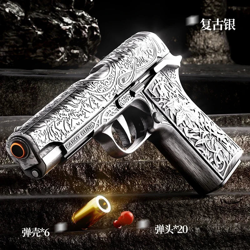 Carving 1911 Shell Throwing Pistol Continuous Firing Airsoft Blowback Empty Hanging Toy Gun Outdoor CS Weapon for Boys Adult