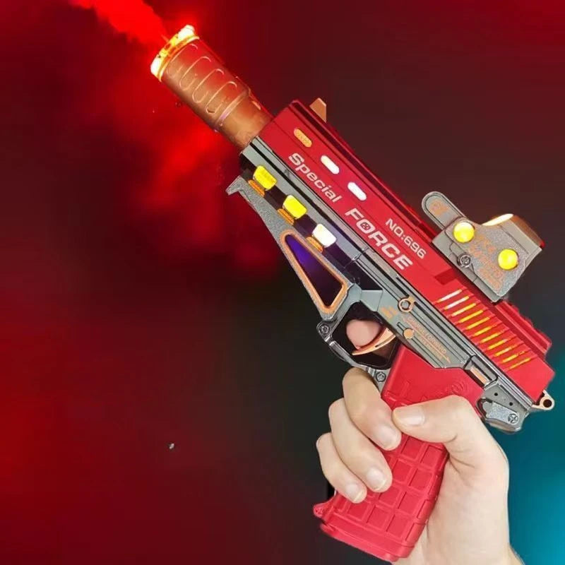 Electric Light Up Pistol Toy Unique Spraying Action Hand Gun Toys with LEDs Light Fighting Sound Pistol for Kids Gift