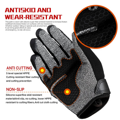 AQzxdc Outdoor 5 Protection Cut Resistant Gloves, Durable Touchscreen Tactical Work Gloves with Shockproof Airbag, Work Gloves