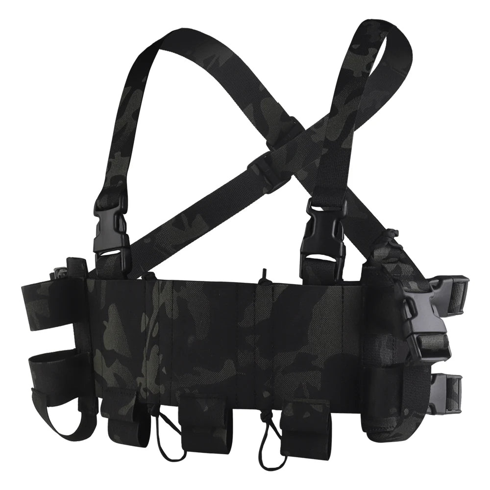 Outdoor Multifunctional Chest Strap Triple Mag Bag & Quick Release Radio Bag & Water Bottle Bag for Police on Auty Airsoft Game