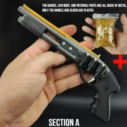 Mini Alloy Rubber Band Rifle Sprayer Toy Gun 8 Bursts Rubber Miniature Pistol Model Ornaments Toy Gun For Boys Chrismas gift