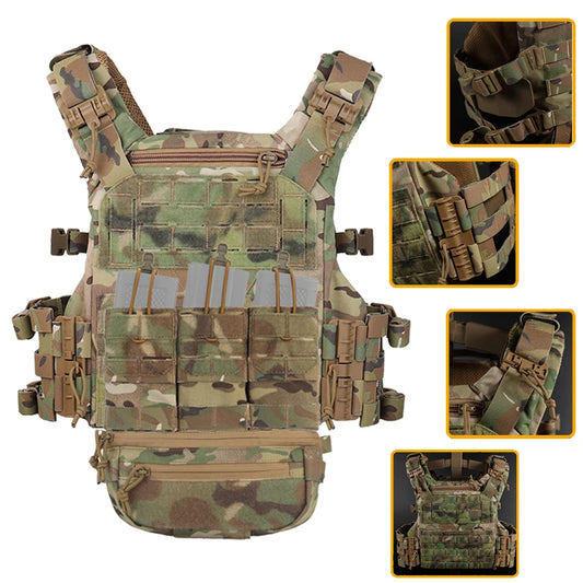 Tactical K19 Plate Carrier Set with Triple Magazine Pouch & Multifunctional Underbelly Pouch, Suitable for Airsoft Paintball CQB