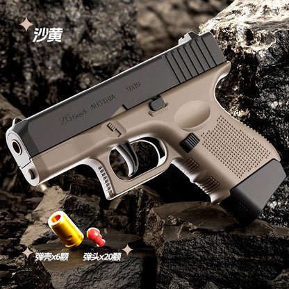 Mini G26 Empty Hanging Shell Ejecting Toy Gun Soft Bullet Blaster Toy Black Pistol for Kids Boys Girls Gift