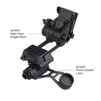 Metal PVS-14 J Arm NVG Mount Helmet Bracket Adapter for Hunting Airsoft PVS-14 Night Vision Goggles Dovetail J Arm gs24-0259