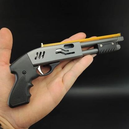 Mini Alloy Rubber Band Rifle Sprayer Toy Gun 8 Bursts Rubber Miniature Pistol Model Ornaments Toy Gun For Boys Chrismas gift