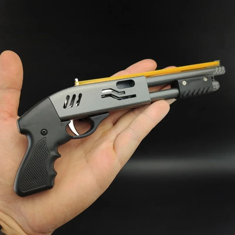 Mini Alloy Rubber Band Rifle Sprayer 8 Bursts  Rubber Toy Gun Miniature Pistol Model Ornaments Toy Gun For Boys Chrismas gift