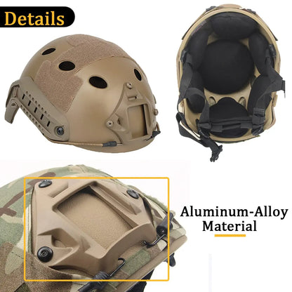 AQzxdc Paintball Game Helmet Set with Visor Flashlight Flashing Light Helmet Cover Set for Airsoft Shooting War Games Movie Prop