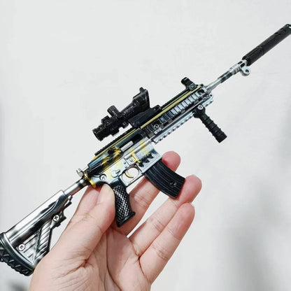30CM Rifle Model Alloy Mini AK47 M416 Pistol PUBG Jedi Toy Gun Fidget Toy Desktop Ornament for Boy Adults Chrismas Gift