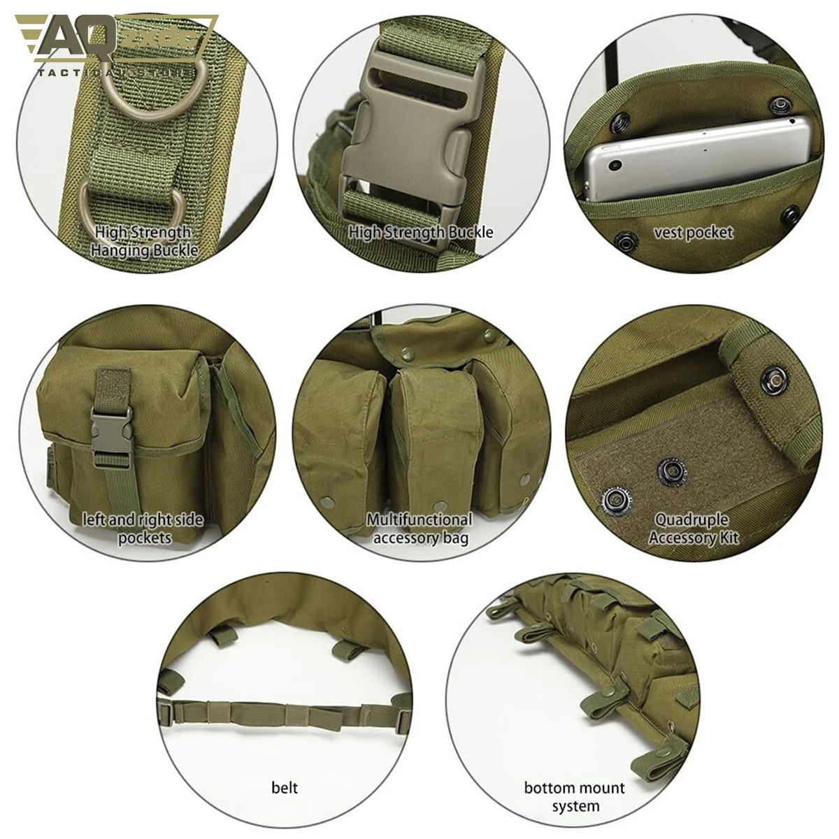 AQzxdc Outdoor Tactical Vest Lightweight Quick Release Combat Training Tactical Chest Hanger Tactical Magazine Bag for Hunting