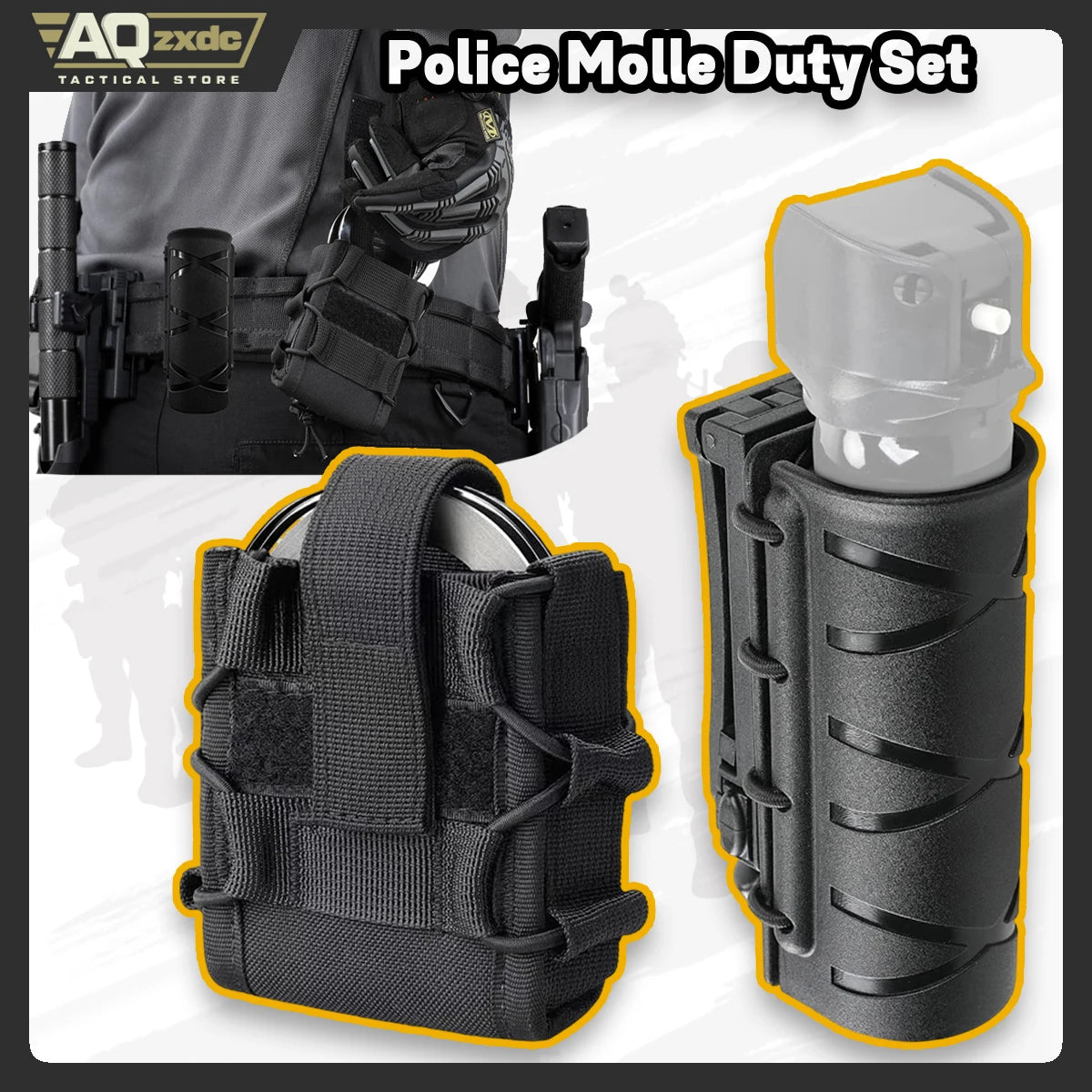 AQzxdc Police Molle Handcuff Holster with OC Spray Holster for Duty Belt Fit Asp Handcuff Tactical Pepper Spray Holster