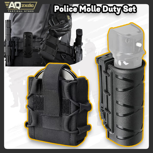 AQzxdc Police Molle Handcuff Holster with OC Spray Holster for Duty Belt Fit Asp Handcuff Tactical Pepper Spray Holster
