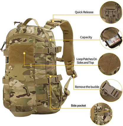 AQzxdc PTG Large Tactical Backpacks 20L Molle Assault Rucksack Waterproof Outdoor Hiking Camping Mountaineering Backpacks