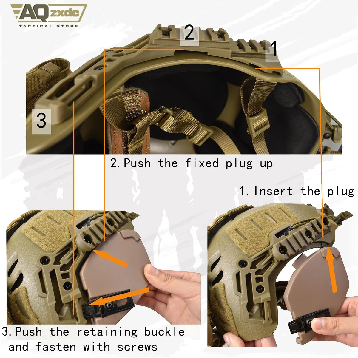 Airsoft Helmet Set with Rail 3.0 Adjustable Chin Strap/Protective Ear Side Cover/Night Vision Mount and Helmet Battery Pouch