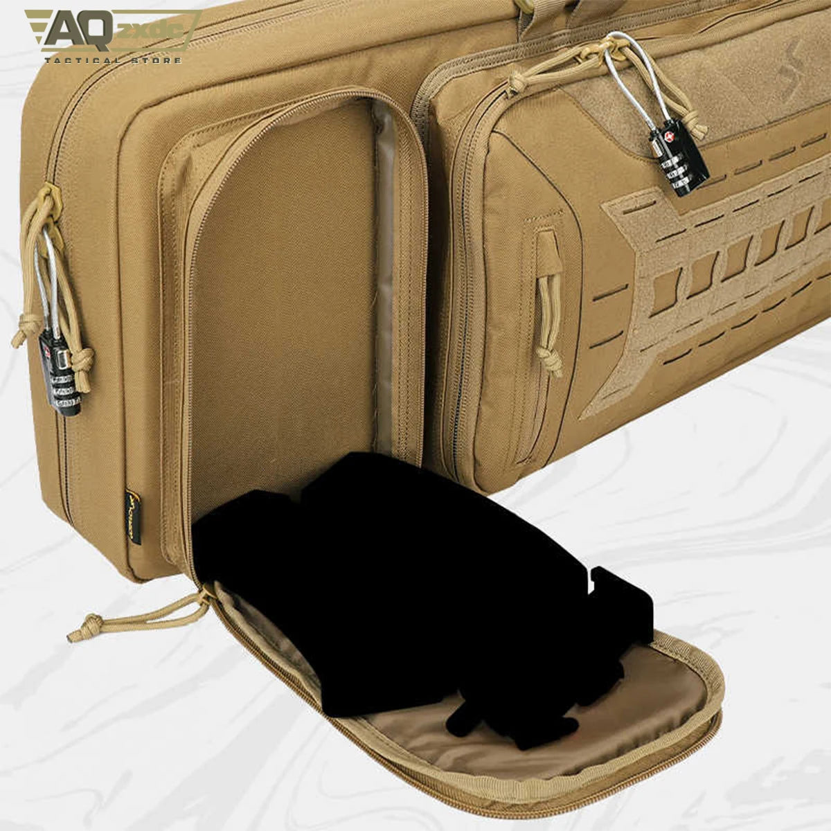 Double Rifle Case Gun Bag, Safely Long-Barrel Firearm Transportation Cases Locks, All-Weather Soft Tactical Range Bag Ackpack