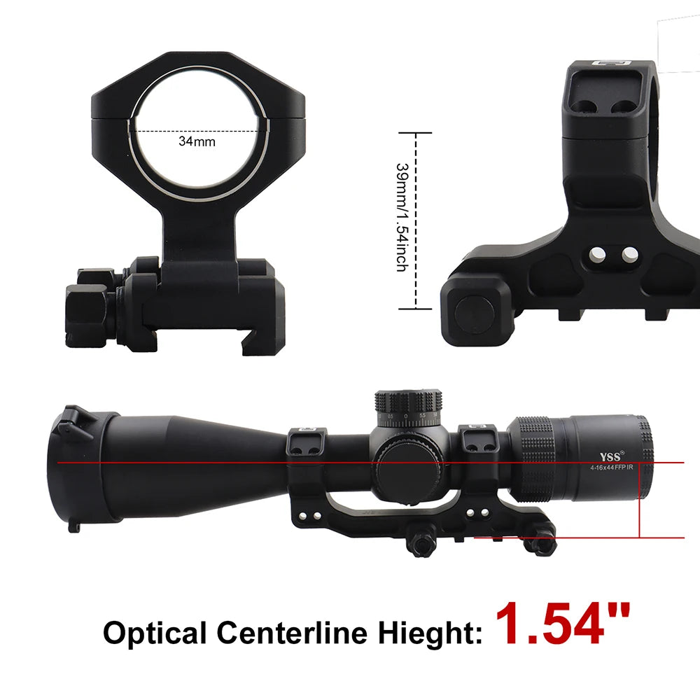 PPT Mounts Airsoft Metal 1.54" Height Cantilever 34MM 30MM Scope Mount Fits 21.2MM Picatinny Rail Rifle Scope Base gs24-0269