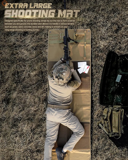 Shooting Mat Prone Tactical Shooting Pad Folded Shooter Blanket with Bipod Holder, for Hunting Outdoor Training Competition