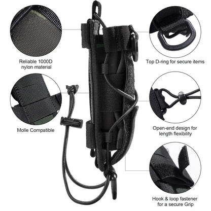 Flashlight Holster Molle Flashlight Holder for Belt Tactical Pouch with Open-top MOLLE Strap for Vertical & Horizontal Carrying