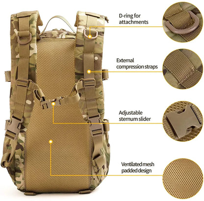 AQzxdc PTG Large Tactical Backpacks 20L Molle Assault Rucksack Waterproof Outdoor Hiking Camping Mountaineering Backpacks
