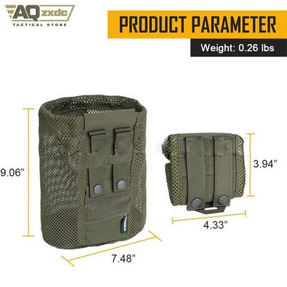 AQzxdc Tactical folding sundries storage waist bag MOLLE tactical mesh water bottle bag mesh recycling bag