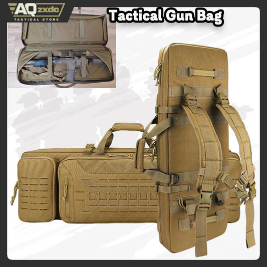 Double Rifle Case Gun Bag, Safely Long-Barrel Firearm Transportation Cases Locks, All-Weather Soft Tactical Range Bag Ackpack