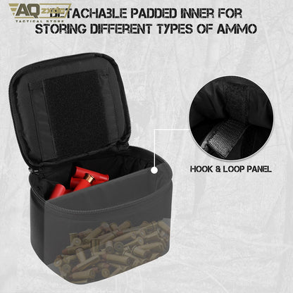 Tactical Ammo Bag, Detachable Inner Space Ammunition Carrier Pouch with ID Patches Ammos Transportation Bag for Pistol Rifle