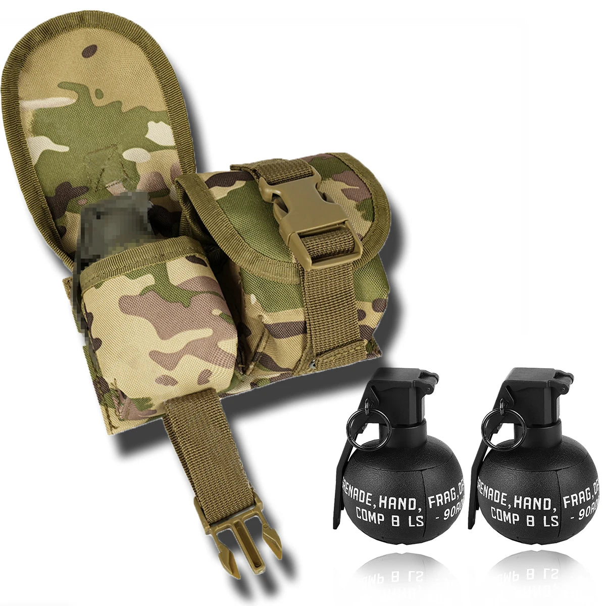 2 Pcs Tactical Grenade Model Toy, M67 Burst Grenade, Military Smoke Grenade Model, for Airsoft Paintball Hunting CS War Game