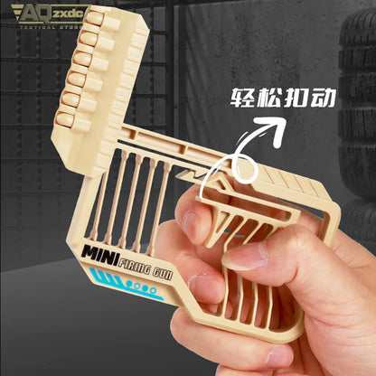 AQzxdc Mini Launcher Toy with Soft Bullets and Target Continuous Soft Bullet Shooter Suitable for Outdoor Shooting Holiday Gift