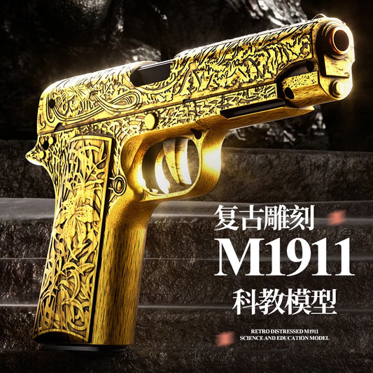 Carving 1911 Shell Throwing Pistol Continuous Firing Airsoft Blowback Empty Hanging Toy Gun Outdoor CS Weapon for Boys Adult